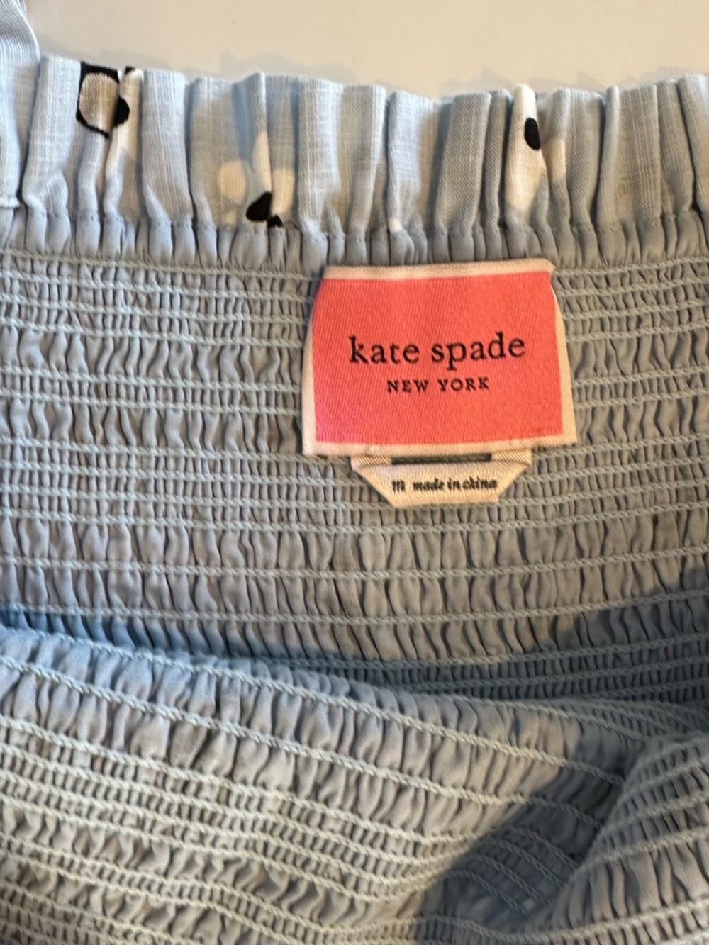 Kate Spade Light Blue Floral Dot Smocked Midi Dress Womens Sz Med Resort Party - Picture 3 of 8